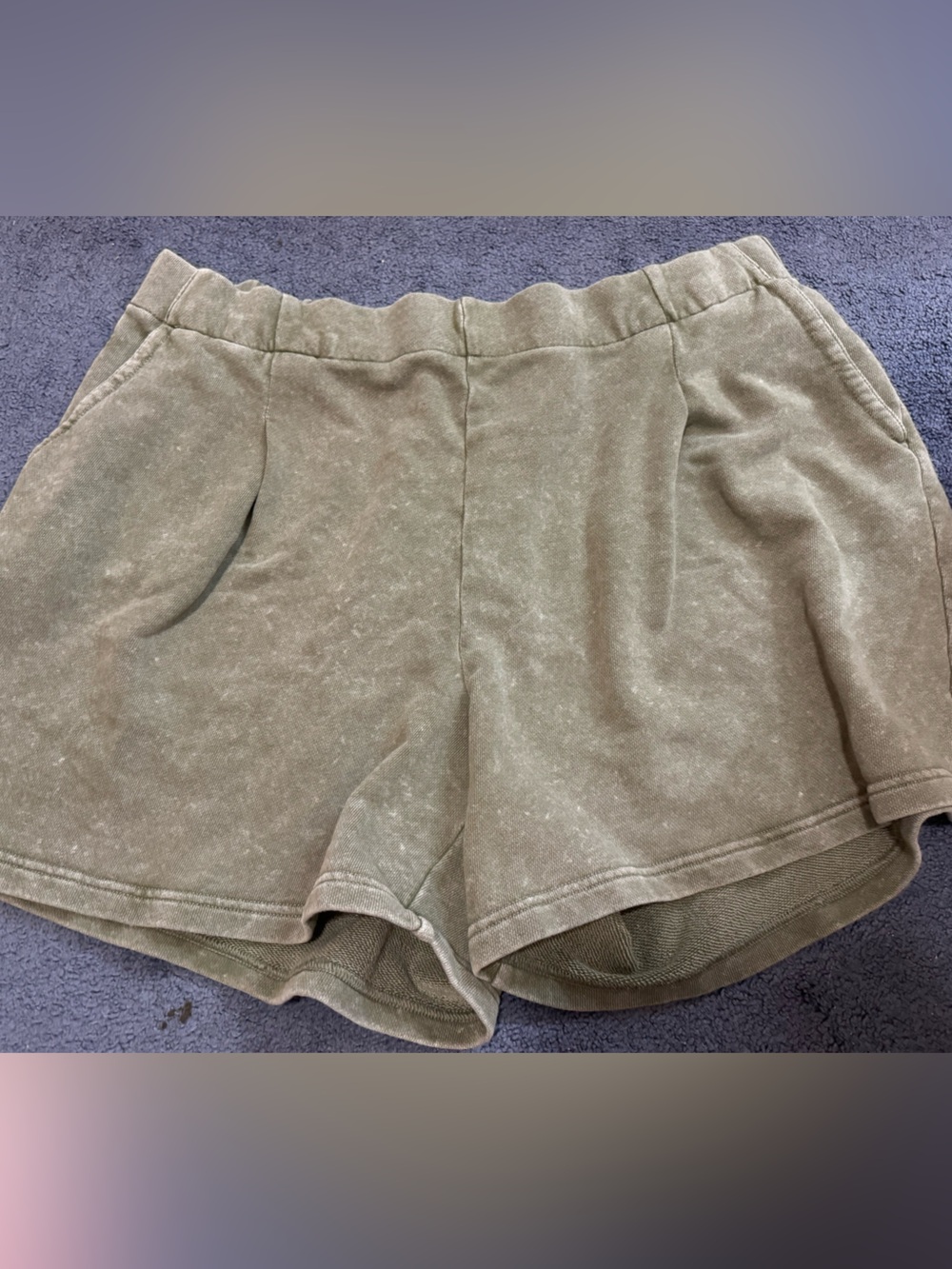 aerie Olive Green Mineral-Wash Athletic Shorts
